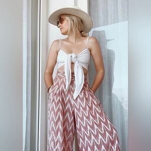 Sseko Pink Zigzag Women's Wide Leg Pants
